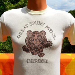 vintage 70s great SMOKY mountains cherokee t-shirt bear nc