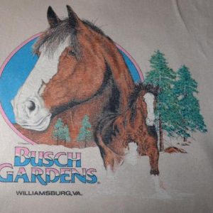vintage BUSCH GARDENS williamsburg clydesdales t-shirt horse