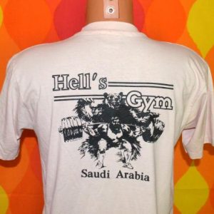 vintage HELL'S GYM saudi arabia middle east t-shirt 80s gulf