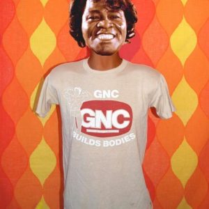 vintage GNC body building fitness exercise t-shirt 70s soft