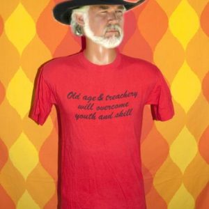 vintage t-shirt OLD AGE treachery overcome youth humor funny