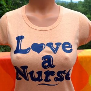 vintage 70s LOVE a NURSE womens t-shirt babydoll ribbed hot