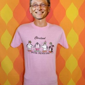 vintage PUNK penguins cleveland ohio pink funny t-shirt 80s