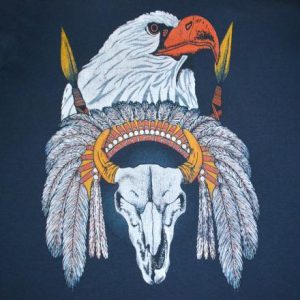 vintage american BALD EAGLE war native indian t-shirt 80s