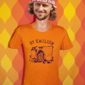 vintage ST. EMILION france church 70s 60s orange t-shirt