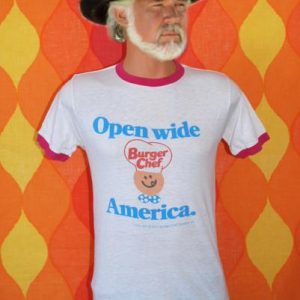 vintage BURGER CHEF ringer 1977 t-shirt open wide fast food