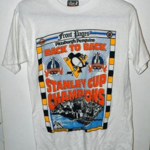 Vtg Pittsburgh Penguins Back To Back Stanley Cup T-shirt