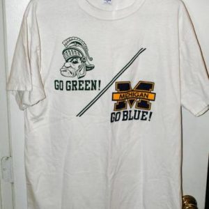 Vtg Michigan/Michigan State Go Blue Go Green Rivalry T-shirt