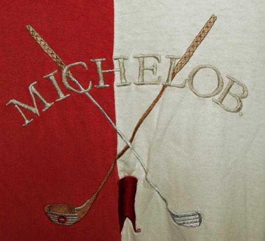 Vtg 90s Michelob Beer Golf Multi Color Embroidered T-shirt