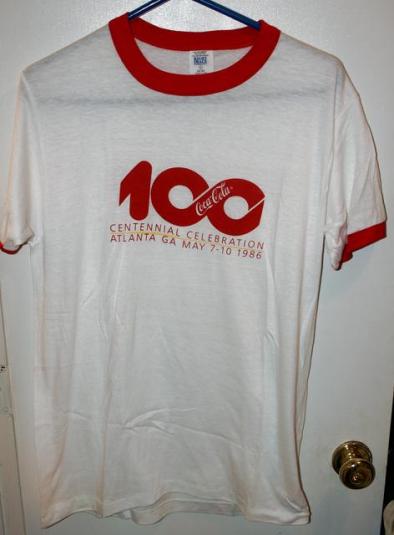 Vtg 1986 Coca Cola/Coke 100 Year Celebration Ringer T-shirt