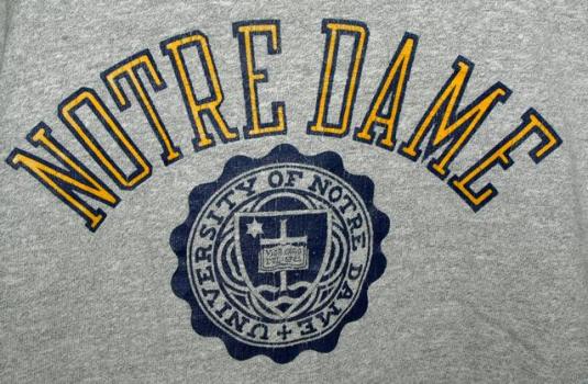 Vtg 80s/90s Champion Notre Dame Cotton/Rayon T-shirt