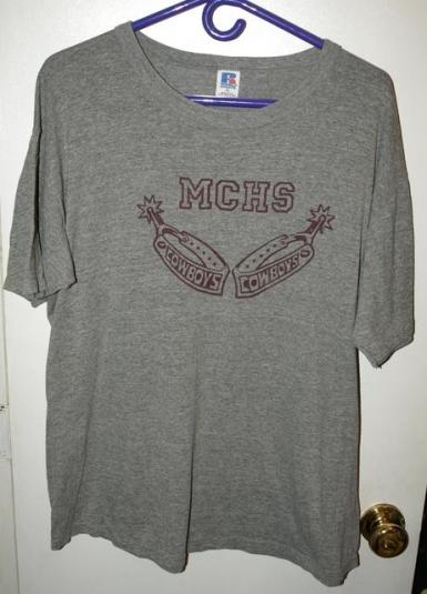 Vintage Russell 44/43/13 Triblend Rayon MCHS Cowboys T-shirt