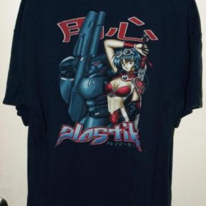 Vintage Rare 90s Plastik Sexy Anime Girl With Sword T-shirt