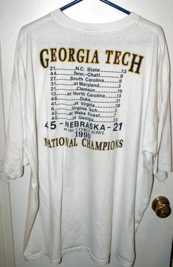 Vintage 1990 Georgia Tech Football National Champs T-shirt