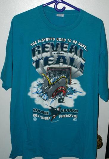 Vintage 90s San Jose Sharks Reveal The Teal Playoffs T-shirt