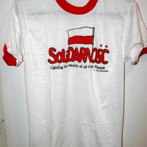 Vintage 80s 50/50 Poland Solidarity Ringer T-shirt