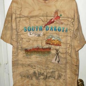 Vintage 90s State of South Dakota All Over Print T-shirt