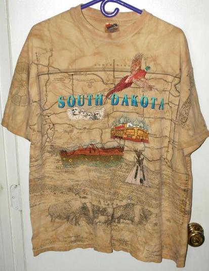 Vintage 90s State of South Dakota All Over Print T-shirt