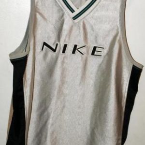 Vtg 90s Nike White Tag Silver/Black Basketball Jersey