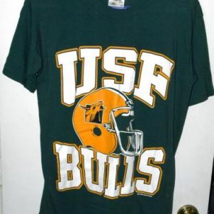 Vtg 90s USF/South Florida Bulls Football Huge Print T-shirt