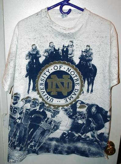 Vtg Champion Notre Dame Four Horseman All Over Print T-shirt