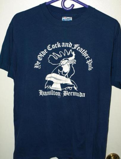 Vtg 80s Ye Olde Cock & Feather Pub Hamilton Bermuda T-shirt