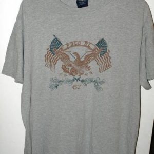 Vtg 90s Ralph Lauren Polo Sport Eagle Flags T-shirt