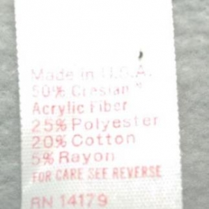Vtg 50/25/20/5 Acrylic/Cotton/Poly/Rayon Quad Blend Shirt