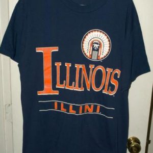 Vtg 90s University Illinois Fighting Illini Huge Logo Tee