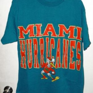 Vtg 90s University Miami Hurricanes Huge Print T-shirt