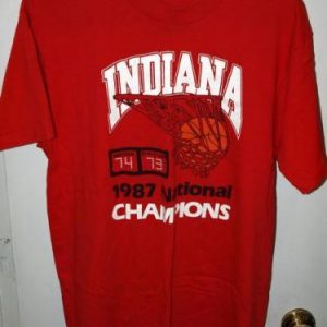 Vtg 1987 Indiana Hoosiers Basketball National Champs T-shirt
