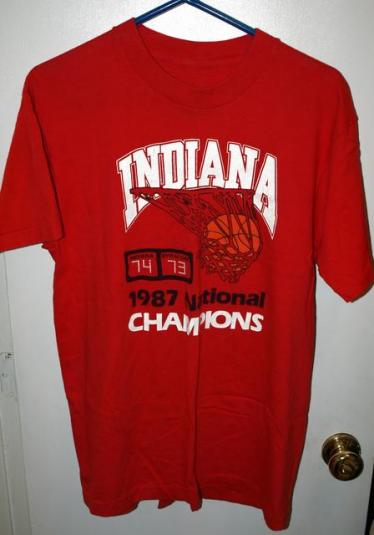 Vtg 1987 Indiana Hoosiers Basketball National Champs T-shirt