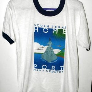 Vtg South Texas Homeport Navy Country Ringer T-shirt