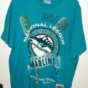 Vtg 90s Florida Marlins Catch The Fever Inaugural Season Tee