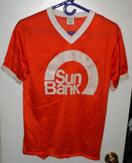 Vintage 70s/80s Sun Bank Nylon Mesh Ringer T-shirt Jersey