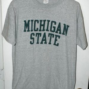 Vtg Champion Cotton Rayon Michigan St Block Letter T-shirt