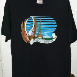 Vtg 90s Harley Davidson Paris France RCB Motorcycles T-shirt