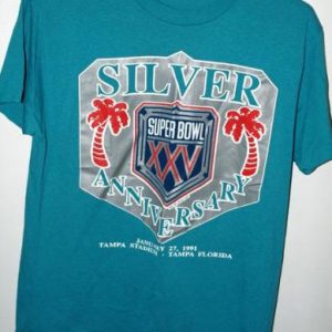 Vintage 50/50 Super Bowl XXV Silver Anniversary T-shirt