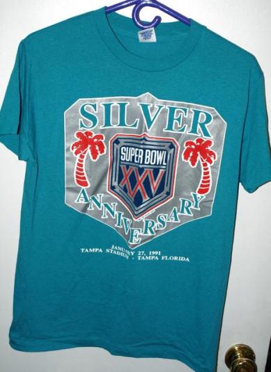 Vintage 50/50 Super Bowl XXV Silver Anniversary T-shirt