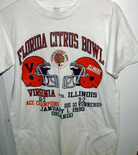 Vtg 1991 Champion Virginia vs Illinois Citrus Bowl T-shirt