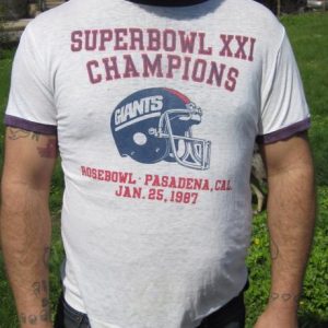 Vintage '87 NY Giants Superbowl XXI Champions Ringer T-shirt