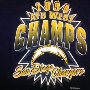 Vintage San Diego Chargers 1994 West Division Champs Tshirt