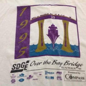 Vintage 1995 Over The Bridge Run T-Shirt San Diego