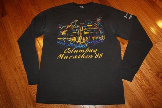 L * vintage 80s 1988 COLUMBUS MARATHON screen stars T- shirt