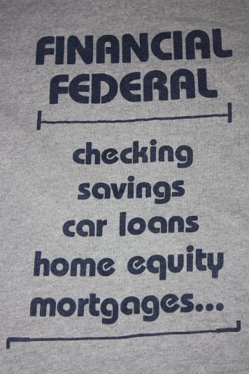 XL * Vintage 80s heather gray FINANCIAL FEDERAL t-shirt
