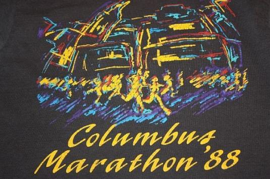 L * vintage 80s 1988 COLUMBUS MARATHON screen stars T- shirt