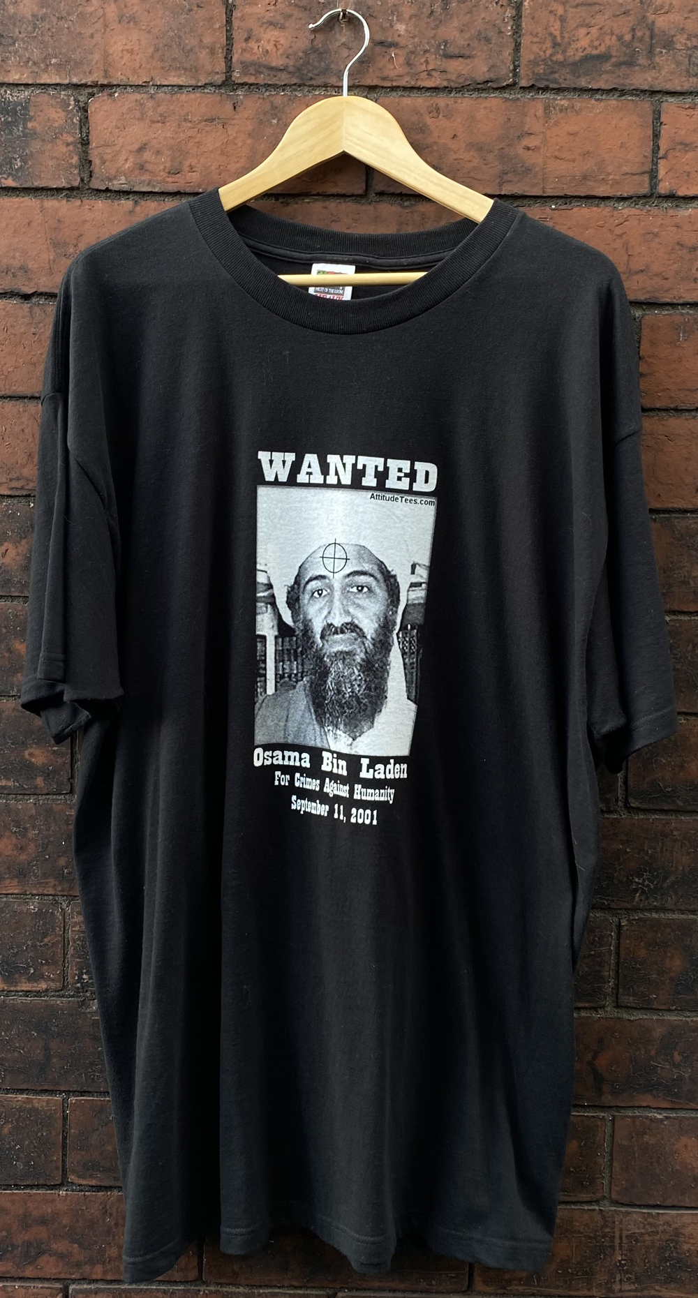 Vintage 2000s Wanted Osama Bin Laden T-Shirt for crimes against humanity