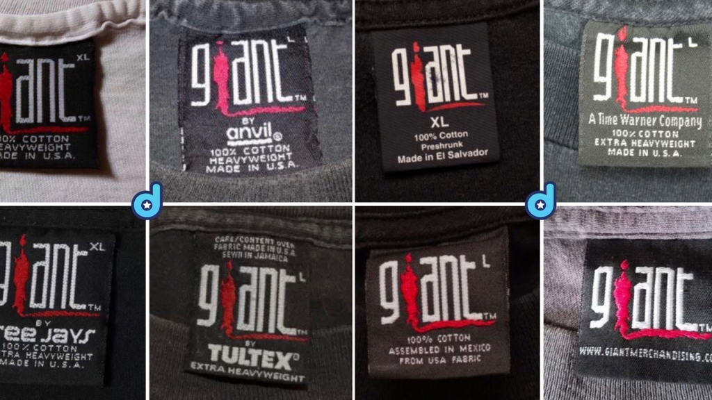 The History of Giant Brand Vintage TShirt Tags 19912008