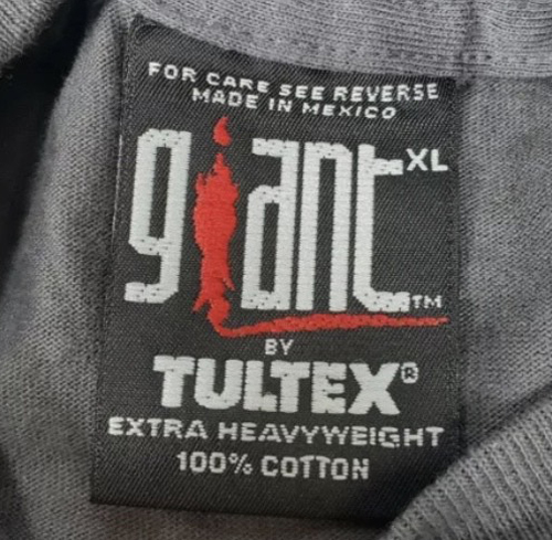 giant extra heavyweight 100% cotton made in mexico tultex tag