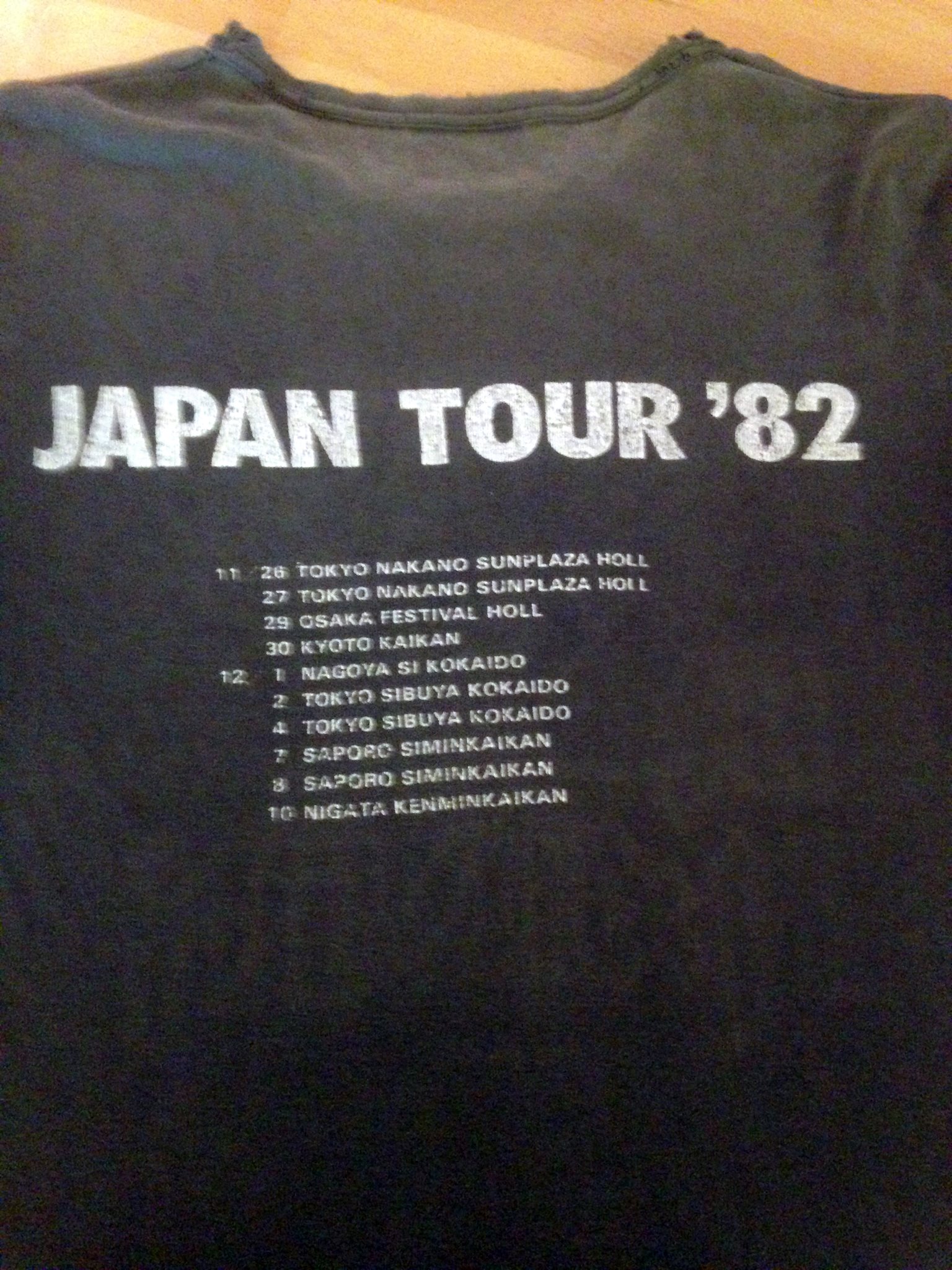 Vintage Iron Maiden Japan '82 Tour Locations Back
